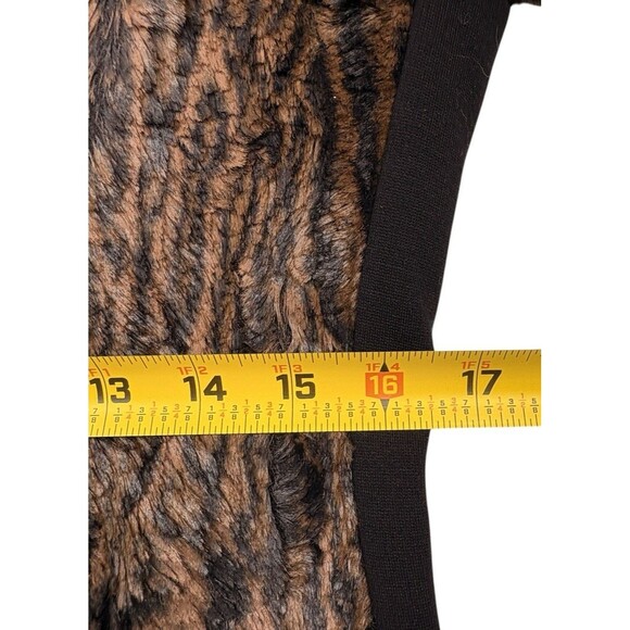 BCBG Max Azria Tulum Faux Fur Zip Back Top Camel Brown Y2K Mob Wife Holiday M - Picture 11 of 16